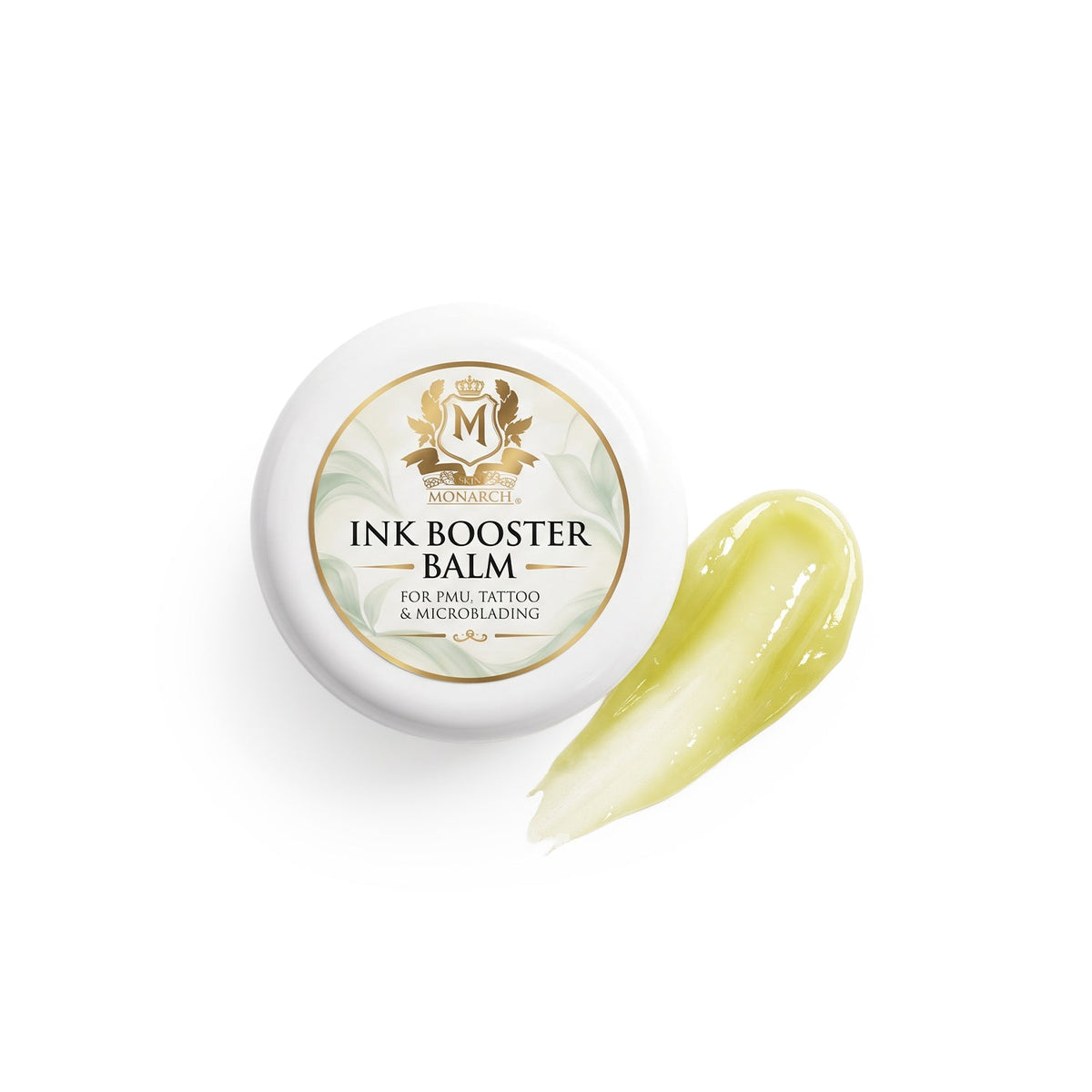 Skin Monarch Pigment Booster Formula balm smear showing glossy texture for PMU care