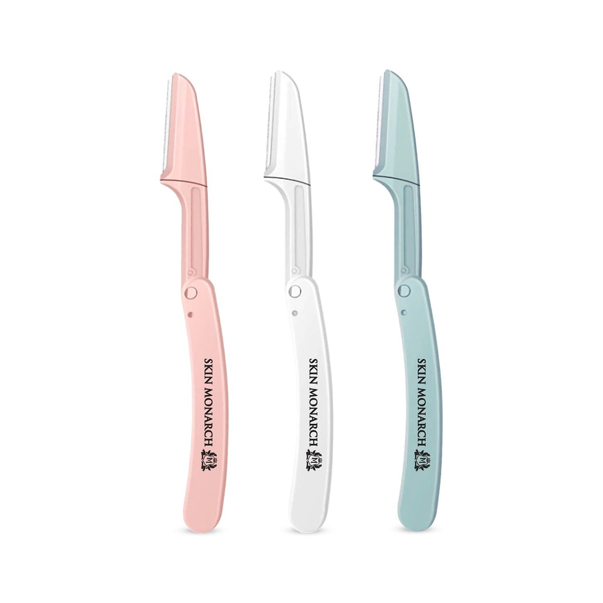 Skin Monarch Disposable Eyebrow Razor Set — 3pcs White, Light Blue, Pink