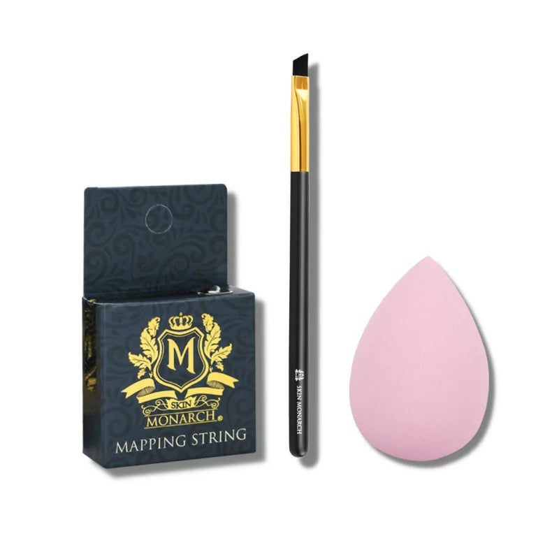Skin Monarch Brow Mapping Starter Kit — Mapping String, Angled Brush & Pink Sponge