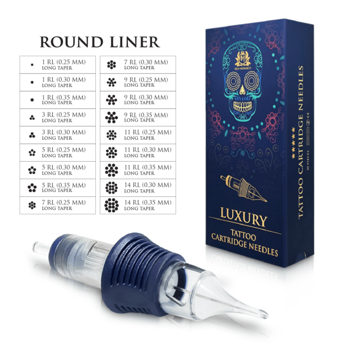 Skin Monarch Luxury Round Liner tattoo cartridge — single