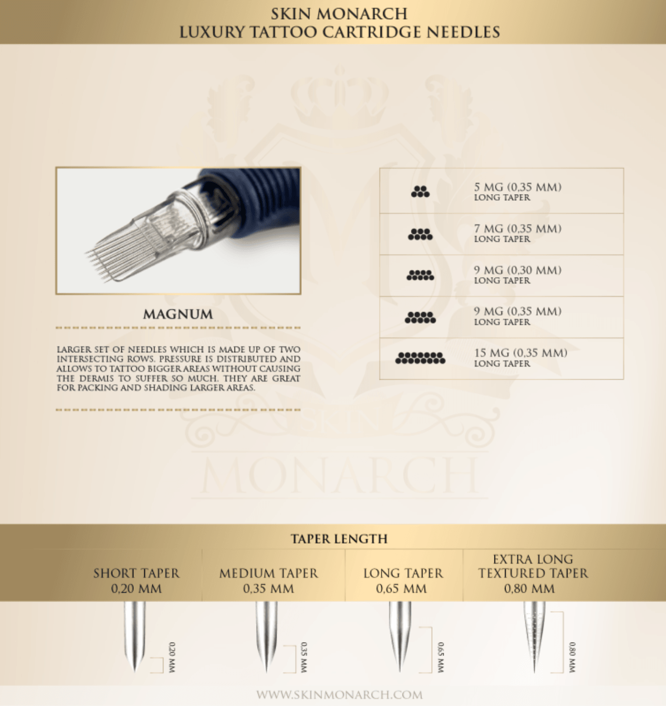 Skin Monarch Luxury Magnum tattoo cartridge — single unit